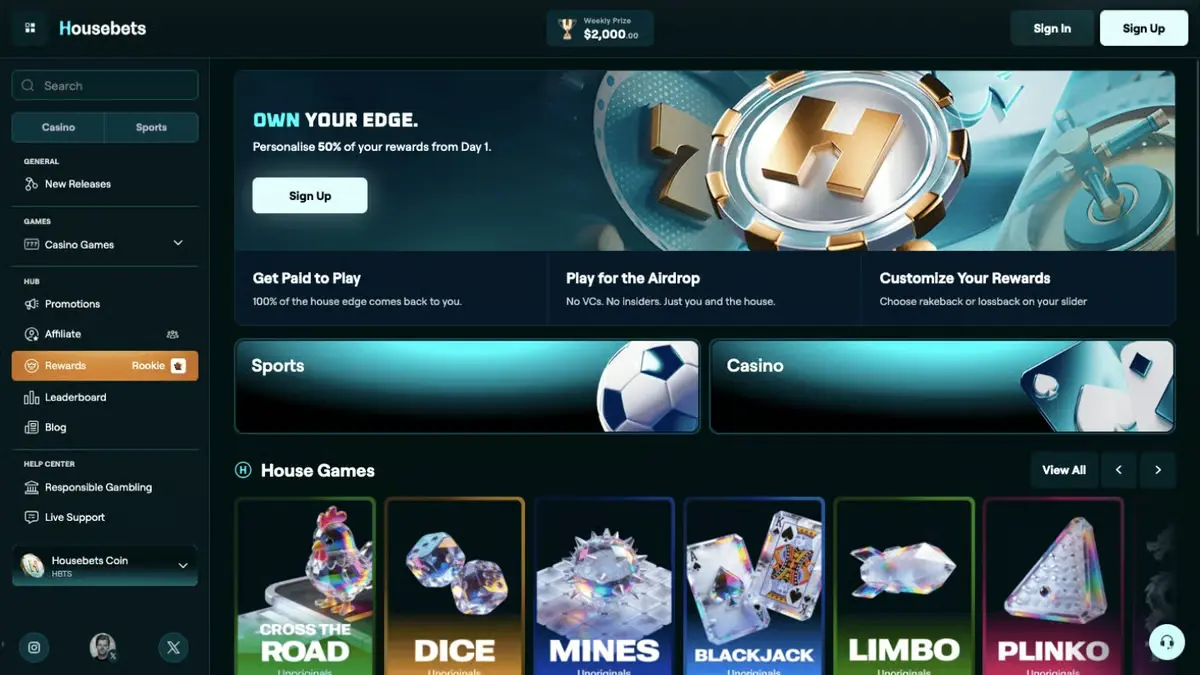 Explore Housebets Slots, Live Dealer Games and Casino Tables image 2